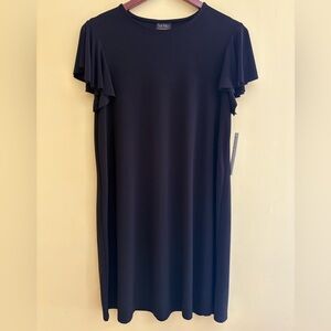 Nicole Miller Black Mini Dress with Ruffle Sleeves Size Large NWT's